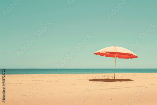 horizontal image of an empty beach in a hot sunny summer day Generative AI