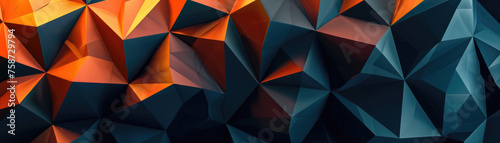 Abstract low poly pattern in dark blue and orange