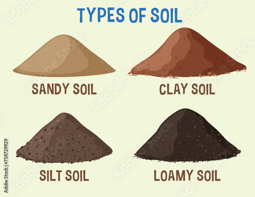 Illustration depicting four varieties of soil types