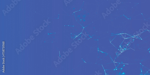 Abstract digital connection moving dots and lines. Technology background. Network connection structure. Digital background. Colored polygonal space. 3D Vector illustration.