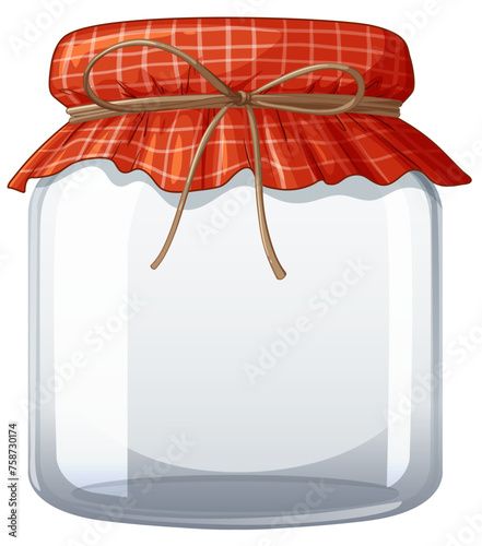 Empty glass jar with a red checkered lid