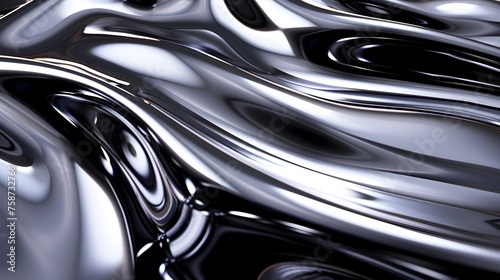 Sleek Chrome Liquid Textures  An Abstract Flowing Background with Fluid Reflections for Digital Art and Design