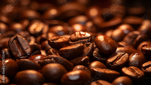coffee beans background,Freshly roasted coffee beans in close-up. Coffee.Roasted coffee beans can be used as a background. Generative AI
