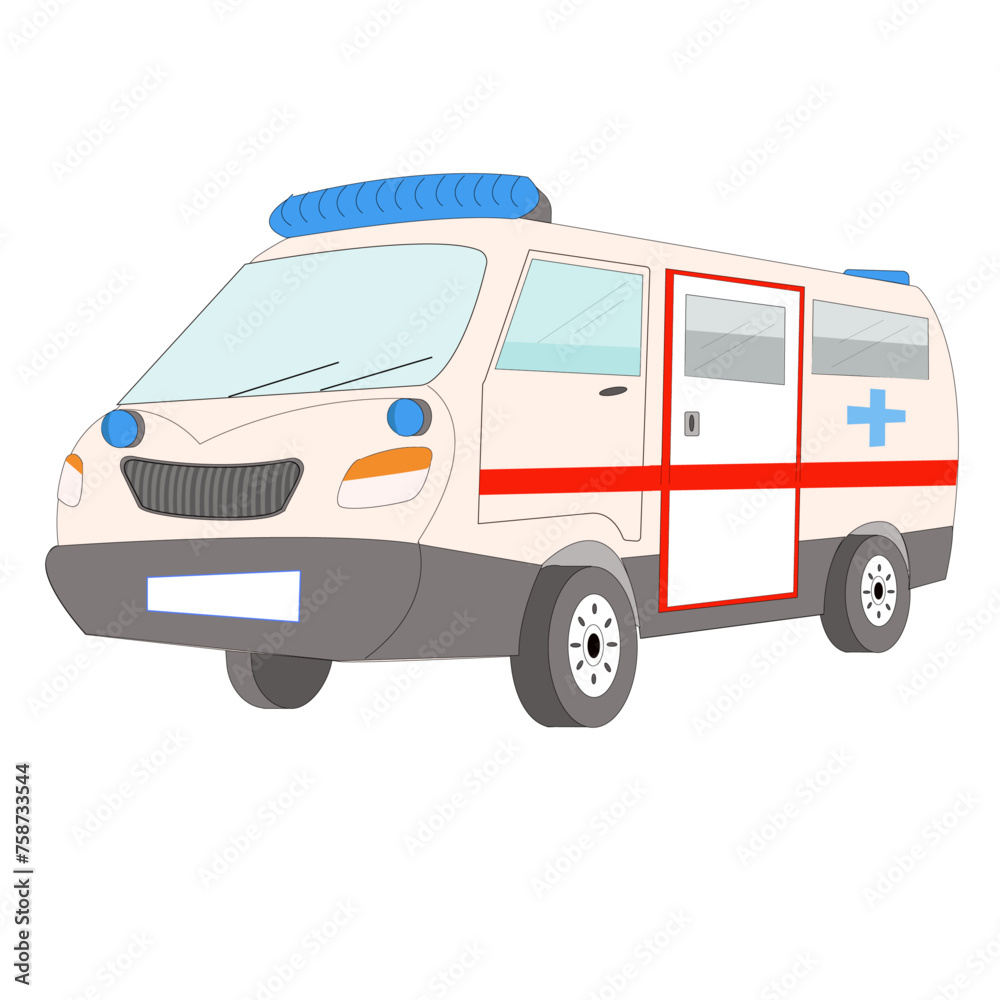 Ambulance sur fond blanc