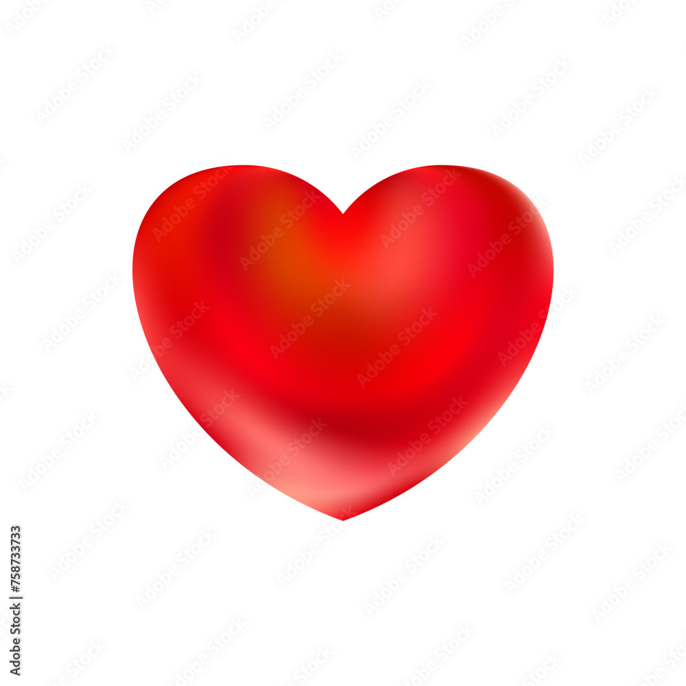 Red realistic heart icon on white background. 3d vector illustration. Red realistic heart icon on white background. 3d vector illustration.