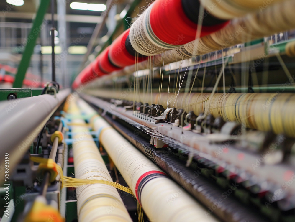 Textile Manufacturing Process - obrazy, fototapety, plakaty 