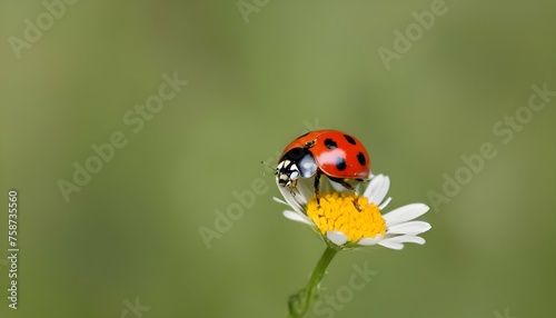 A Ladybug Exploring A Patch Of Wildflowers