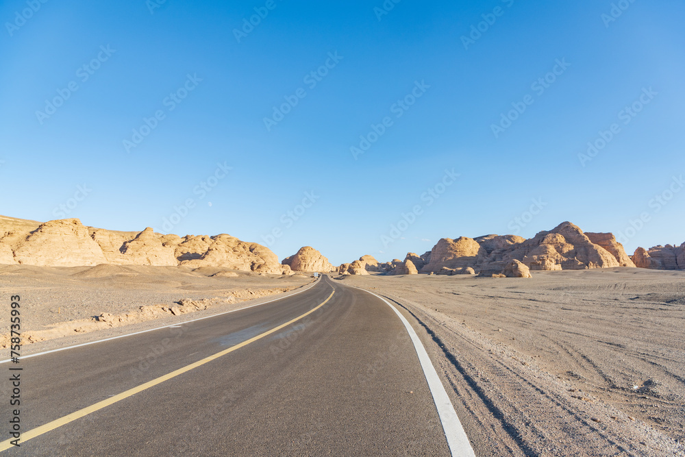 Tourist road in the Devil City in Hami, Xinjiang, China