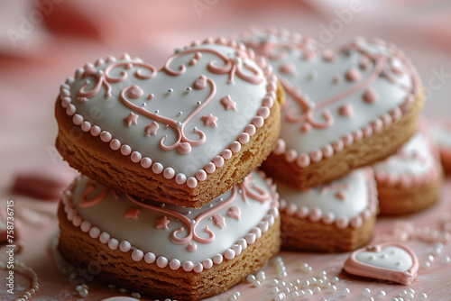 A Plate of chocolate heart shape cookies with blur background