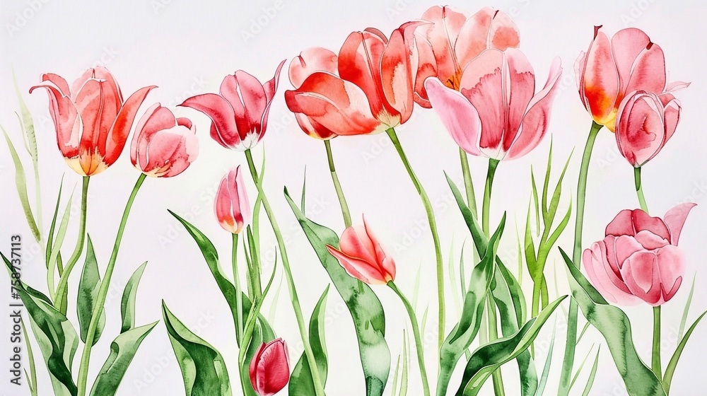 a painting of tulip flowers a painting of tulip flowers