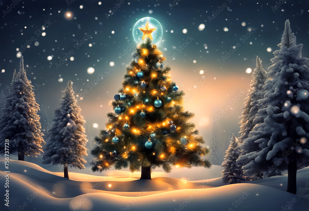 Christmas card with Magic Tree. Vector stock illustration Christmas card with Magic Tree. Vector stock illustration