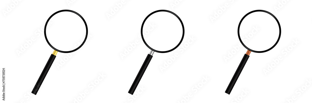 Magnifying Glass or Search Symbol Vector Set - obrazy, fototapety, plakaty 