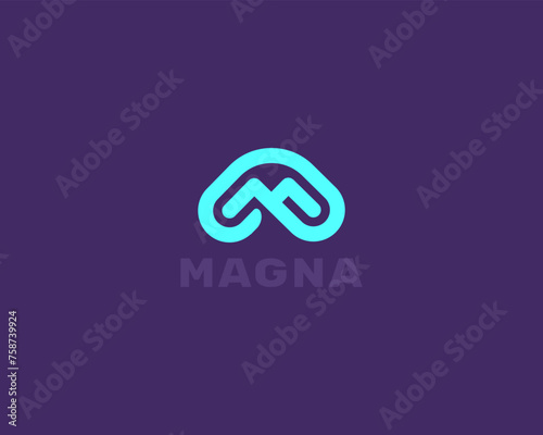 Creative letter M line logo. Abstract flat vector monogram.