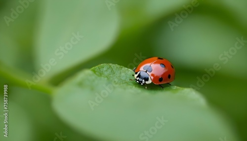 A Ladybug Peeking Out From A Cluster Of Leaves