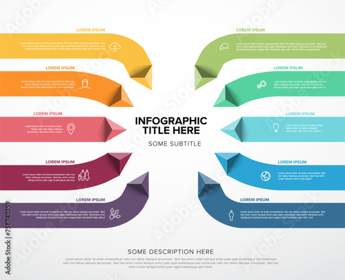 Vector multipurpose Infographic template with ten stripes and triangle arrows elements