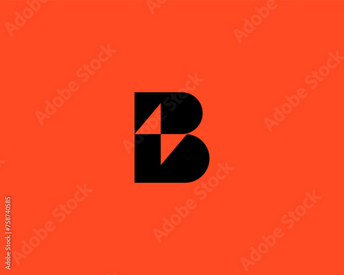 A letter B from abstract geometric shapes and lightning inside. Creative vector monogram.