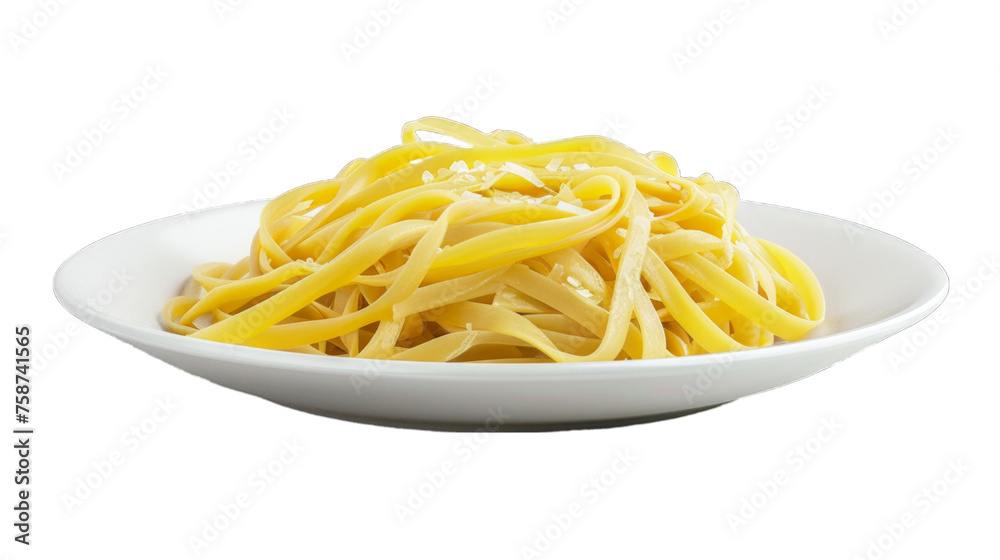 Primavera Spaghetti on a plate isolated on transparent png background. Generative ai Primavera Spaghetti on a plate isolated on transparent png background. Generative ai
