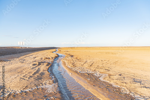 The dry river bed in the Wubao Devil City in Hami  Xinjiang  China