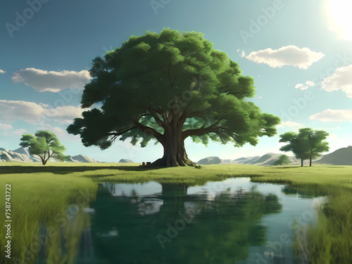 Lone tree with beautiful scenery in various changing natural forms 235
