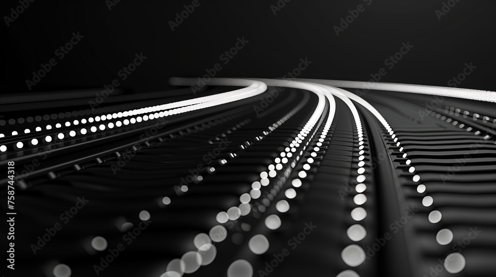 Obraz premium Droga zrobiona z białych świecących kropek tworząc linie