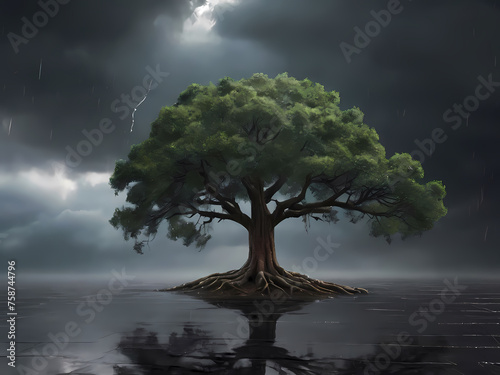 Lone tree with beautiful scenery in various changing natural forms 147