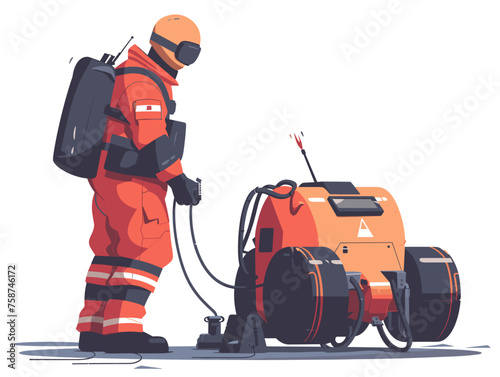  A bomb disposal expert remotely operates a bomb disposal robot to safely defuse a dangerous explosive device. 