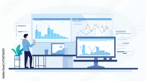 Data Monitoring Illustration concept on white background