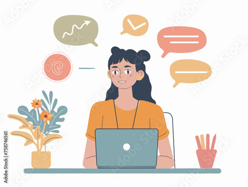 A customer service representative uses artificial intelligence-powered software to answer frequently asked questions and guide customers to the appropriate resources. 