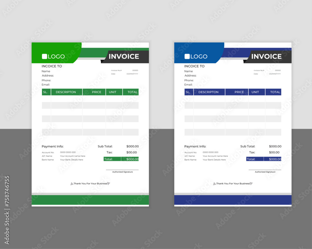 Invoice template with premium design Invoice template with premium design