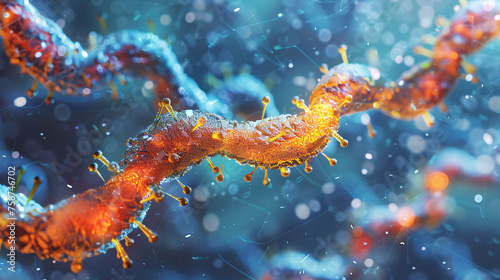 Vibrant DNA Helix in Microscopic Detail © viktoria