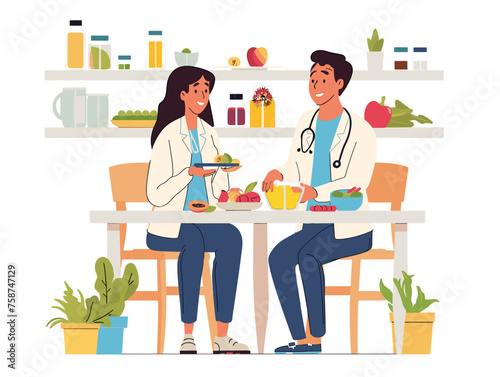 A dietician discusses the benefits of mindful eating with a client encouraging them to savor their food and be present during meals. 