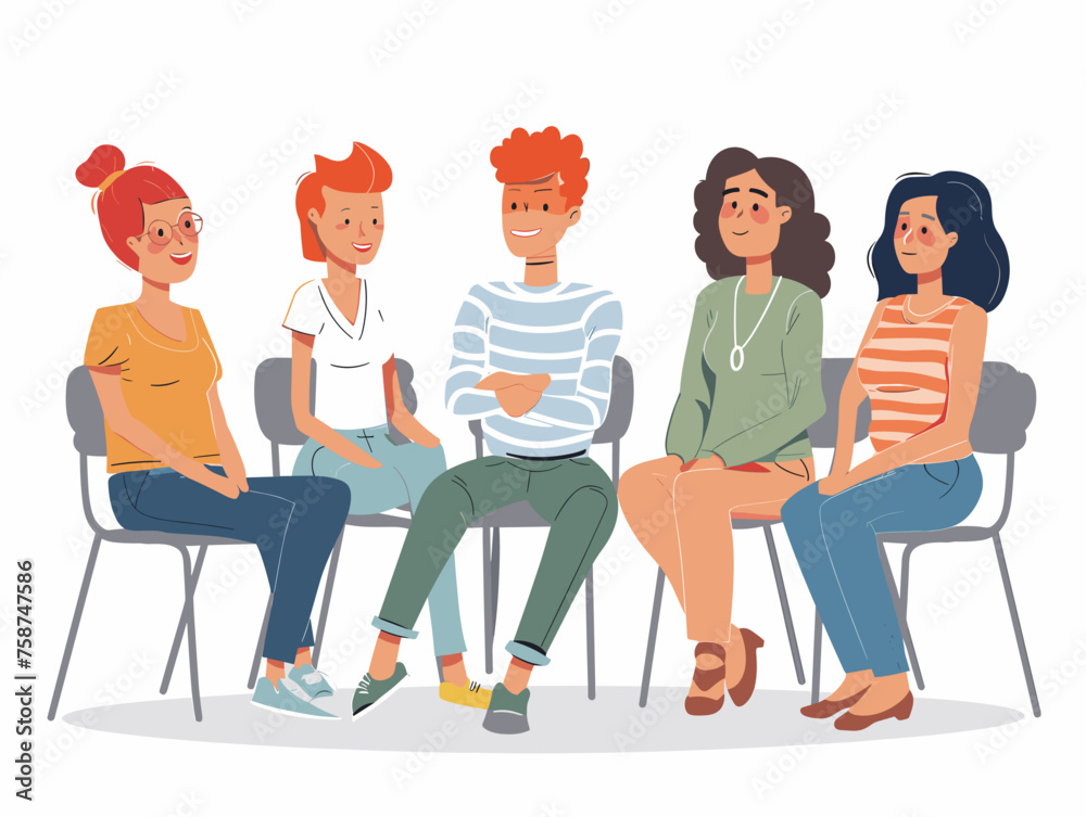 Obraz premium A group attends a support group meeting sharing experiences and offering encouragement to one another through challenges. 