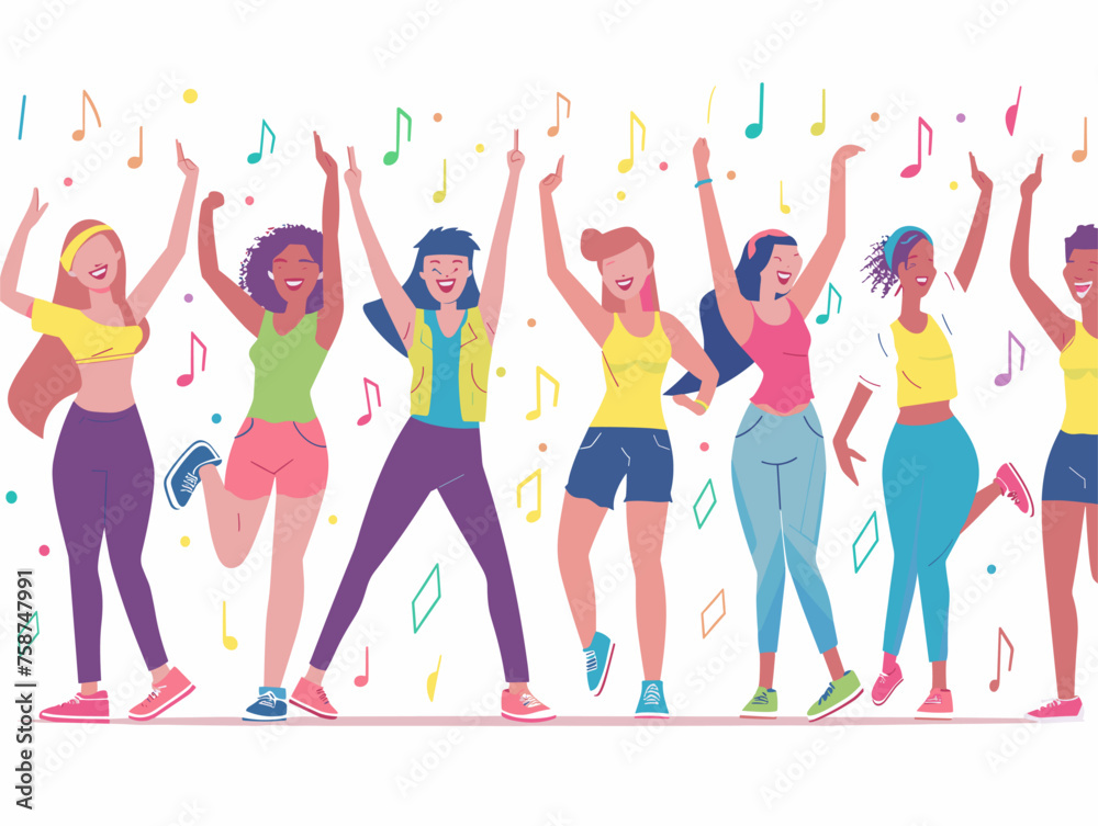 A group participates in a dance fitness class enjoying music and movement while improving cardiovascular health. A group participates in a dance fitness class enjoying music and movement while improving cardiovascular health.