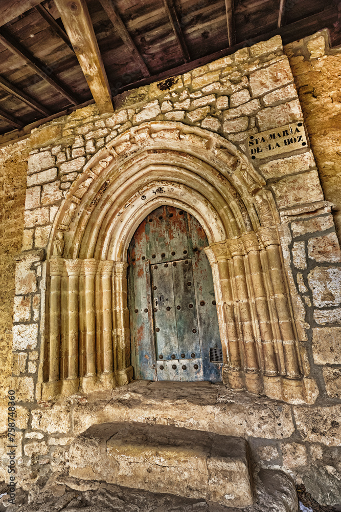 Hermitage of Santa María de la Hoz, 13th Century Romanesque-Gothic Style, Montes Obarenes-San Zadornil Natural Park, Tobera,  Las Merindades, Burgos, Castilla y León, Spain, Europe