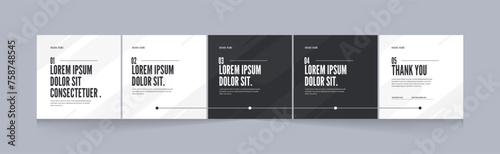  Social media carousel template, clean and modern design, Cyberspace for creative content, EPS vector illustration