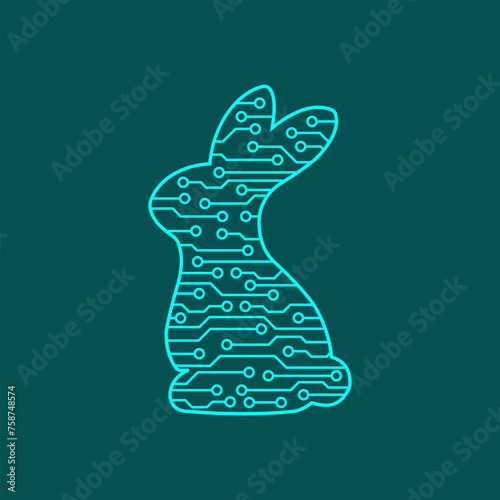 Rabbit vector. Abstract rabbit drawn from circles and lines. Easter Bunny.