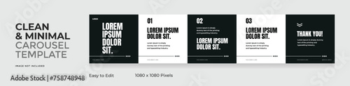 Social media carousel template, microblog five page square post for Instagram and linkedin, clean, modern, minimal, design, EPS vector illustration