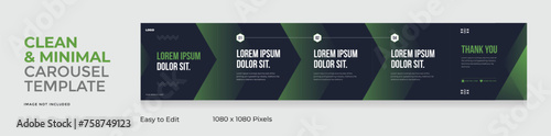 Social media carousel template, microblog five page square post for Instagram and linkedin, clean, modern, minimal, design, EPS vector illustration