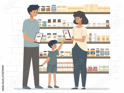  A parent reads a nutritional label at the grocery store making informed choices for their family's diet. 