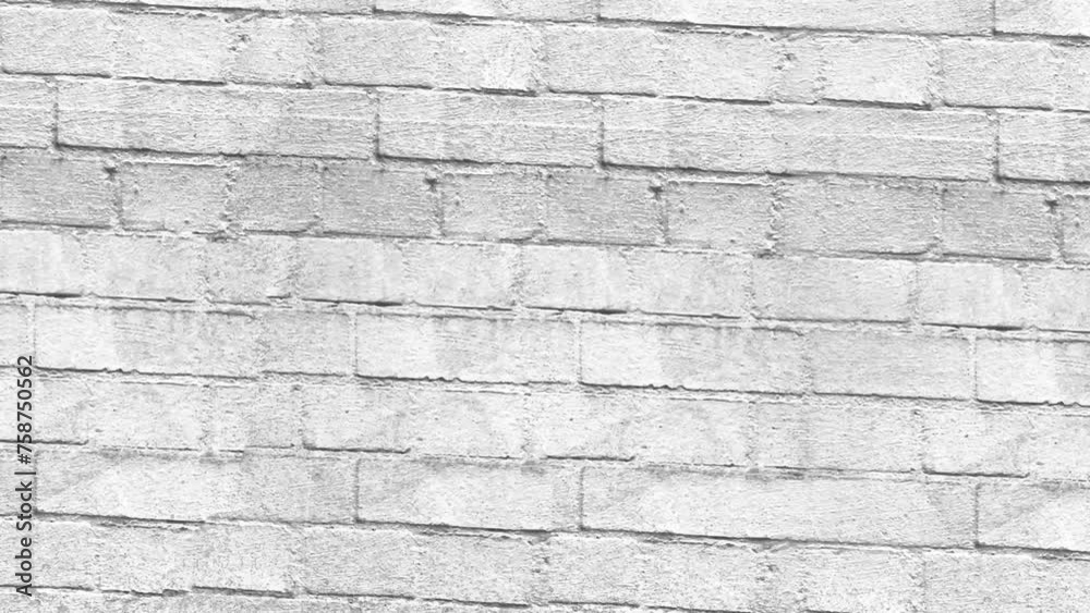Brick stone wall texture white background animation. Grunge backdrop overlay