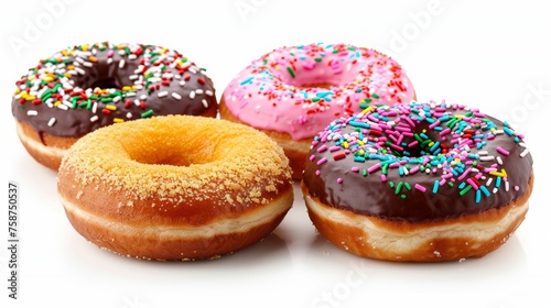 Isolated white background food photography of delicious donuts for culinary enthusiasts