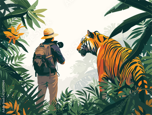  A wildlife photographer endures blistering heat and humidity patiently waiting for a glimpse of a elusive tiger in the jungle. 