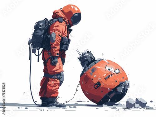  A bomb disposal expert remotely operates a bomb disposal robot to safely defuse a dangerous explosive device. 