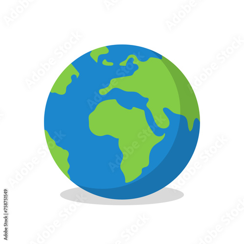 flat vector planet earth isolated on white background