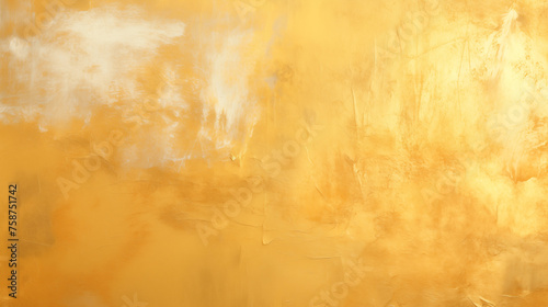 Mur peint et abimé, dans les tons de couleurs jaune et doré. Usé, détérioré. Fond et arrière-plan pour conception et création graphique. © FlyStun