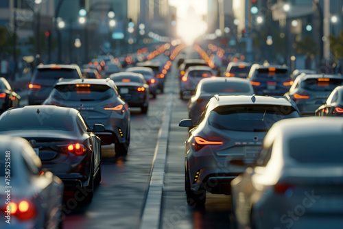 An autonomous vehicle navigates through traffic its data integrated into real-time insurance analytics for on-demand coverage adjustments. © Nathakorn