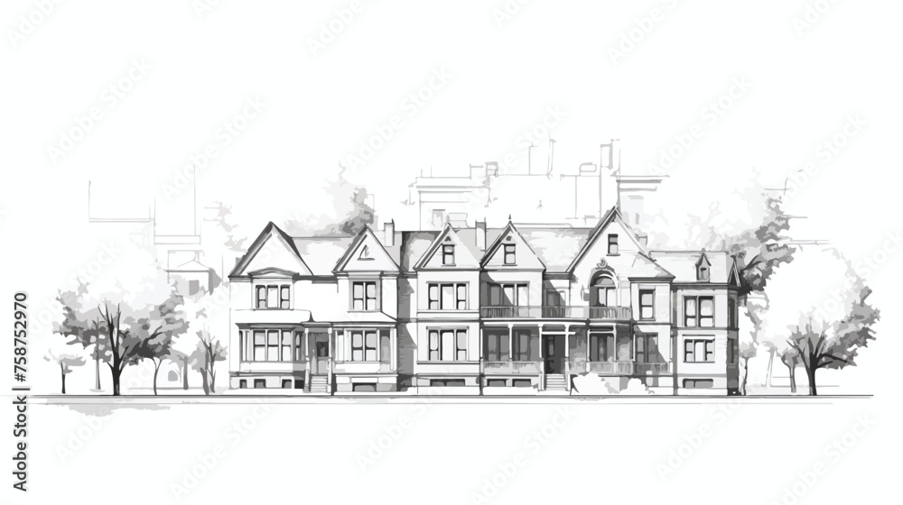 house building sketch architecture .. flat vector is