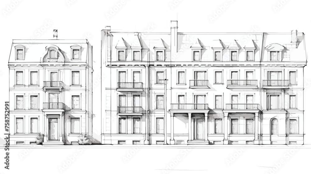 house building sketch architecture flat vector