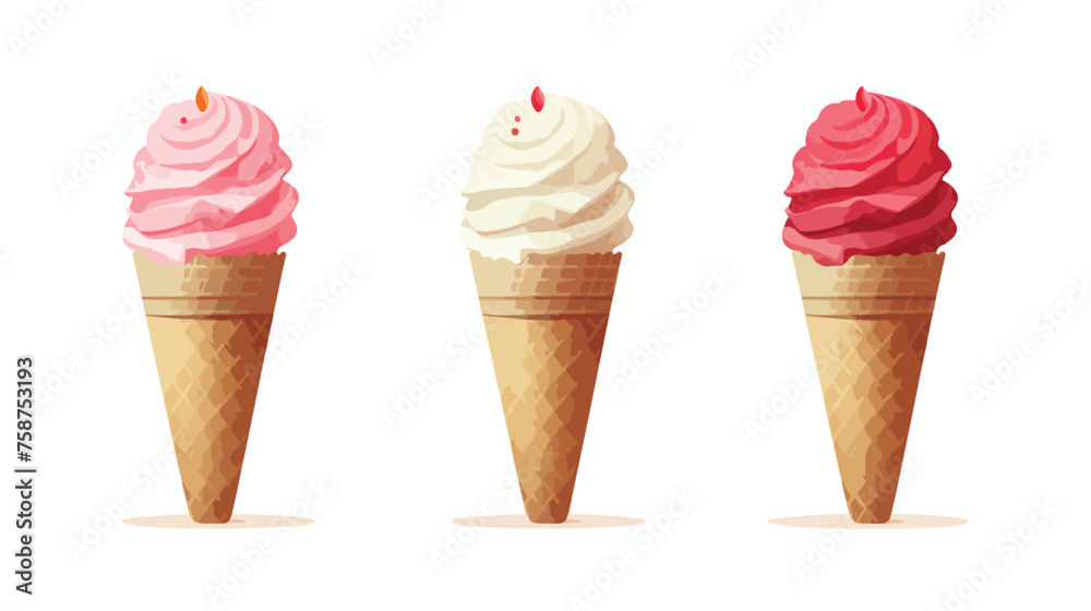 Ice Cream Cone flat vector isolated on white background