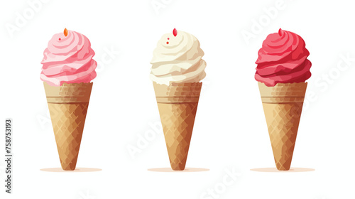 Ice Cream Cone flat vector isolated on white background